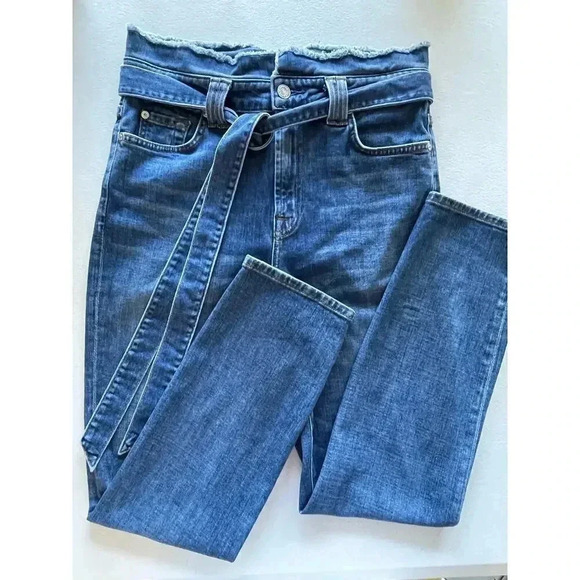7 For All Mankind Paperbag High Rise Tie Belt Jeans size 27 - Picture 10 of 10